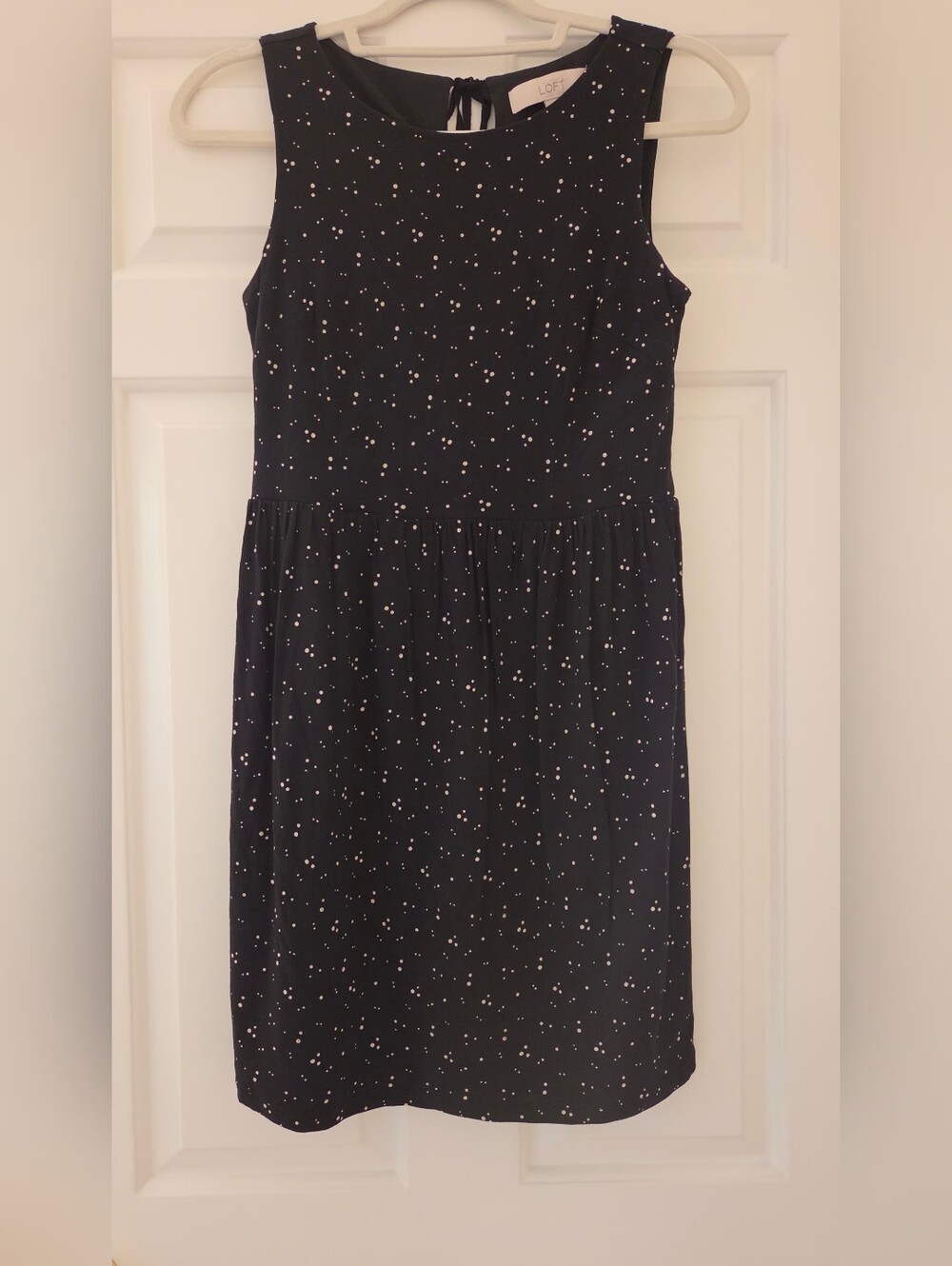 LOFT Speckled Dot Sleeveless Dress Black White Size XSP Petite